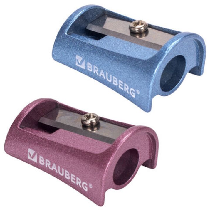 Изображение Точилка BRAUBERG "Arc", цинковая, корпус ассорти, 228455