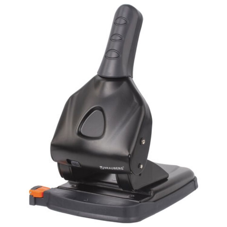 Изображение Дырокол металлический МОЩНЫЙ BRAUBERG "Heavy duty" до 65 л., эргономичный, черный, 228496