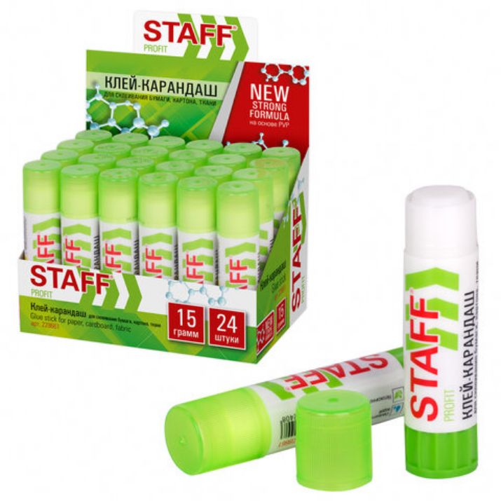 Изображение Клей-карандаш УСИЛЕННЫЙ STAFF Profit, 15 г, PVP-основа, 228661