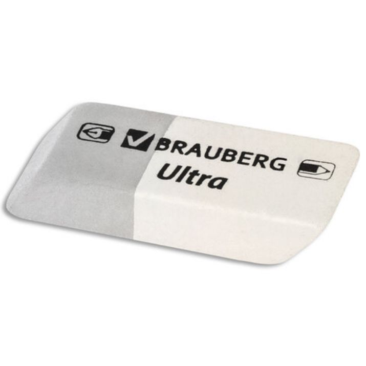 Изображение Ластик BRAUBERG "Ultra", 41х14х8 мм, серо-белый, натуральный каучук, 228703