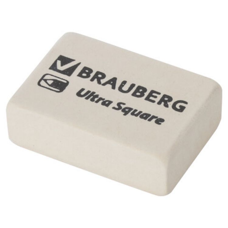 Изображение Ластик BRAUBERG "Ultra Square", 26х18х8 мм, белый, натуральный каучук, 228707