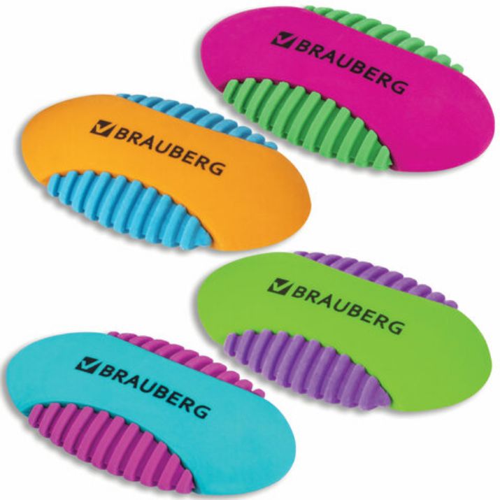 Изображение Ластик BRAUBERG "Mix S", 58х33х13 мм, цвет ассорти, 228724