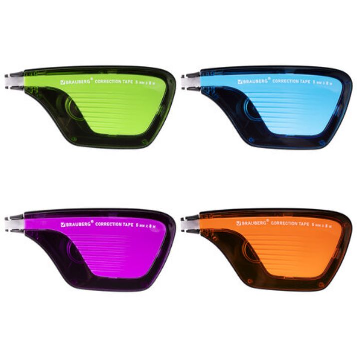 Изображение Корректирующая лента BRAUBERG ULTRA COLOR, 5 мм х 8 м, корпус ассорти, дисплей, 229065