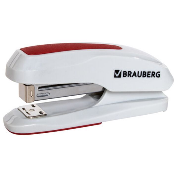 Изображение Степлер №24/6, 26/6 BRAUBERG "Extra", до 30 листов, серо-красный, 229088