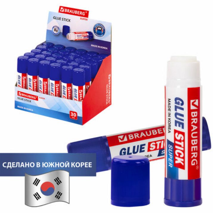 Изображение Клей-карандаш BRAUBERG SUPER, 8 г, ЮЖНАЯ КОРЕЯ, 229540
