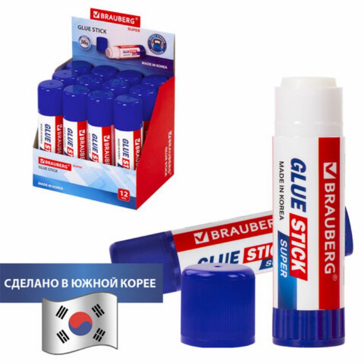 Изображение Клей-карандаш BRAUBERG SUPER, 36 г, ЮЖНАЯ КОРЕЯ, 229543