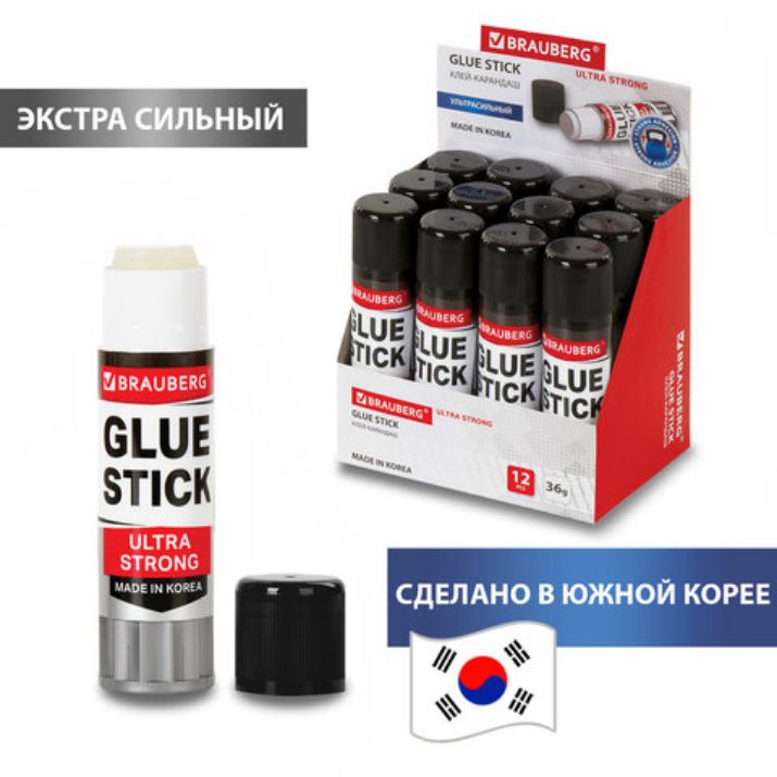 Изображение Клей-карандаш BRAUBERG ULTRA STRONG, УСИЛЕННАЯ ФОРМУЛА, 36 г, ЮЖНАЯ КОРЕЯ, 229546
