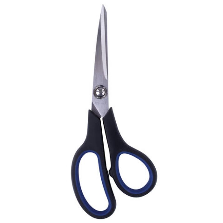Изображение Ножницы BRAUBERG "Soft Grip", 190 мм, черно-синие, резиновые вставки, 3-х сторонняя заточка, 230762