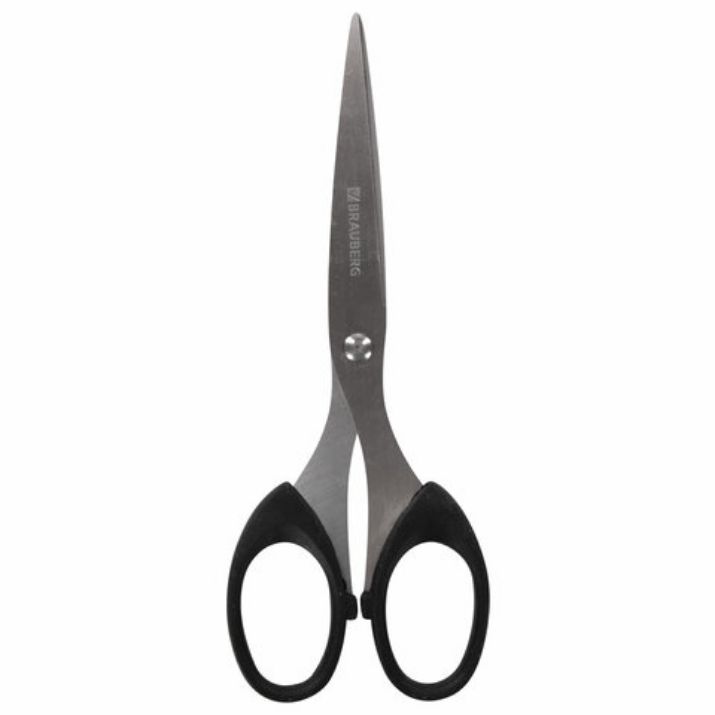 Изображение Ножницы BRAUBERG "Classic", 160 мм, черные, классической формы, 2-х сторонняя заточка, 230933