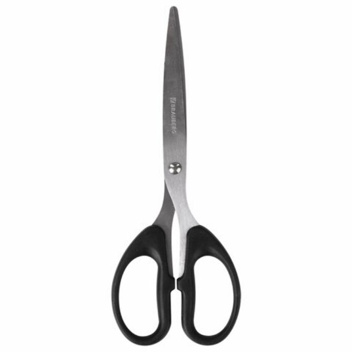 Изображение Ножницы BRAUBERG "Classic", 185 мм, чёрные, классической формы, 2-х сторонняя заточка, 230934