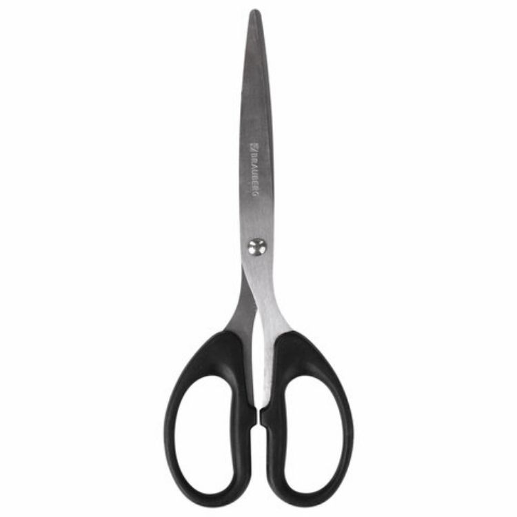 Изображение Ножницы BRAUBERG "Classic", 185 мм, чёрные, классической формы, 2-х сторонняя заточка, 230934