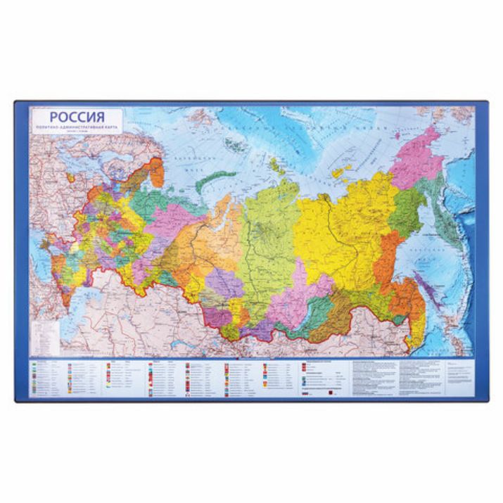 Изображение Коврик-подкладка настольный для письма (590х380 мм), с картой России, BRAUBERG, 236776