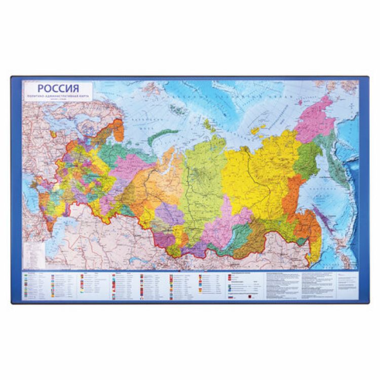 Изображение Коврик-подкладка настольный для письма (590х380 мм), с картой России, BRAUBERG, 236776