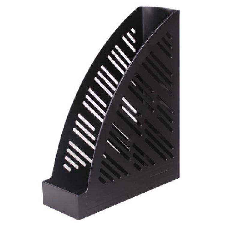 Изображение Лоток вертикальный для бумаг BRAUBERG "Standard+", 250х90х300 мм, черный, 237224
