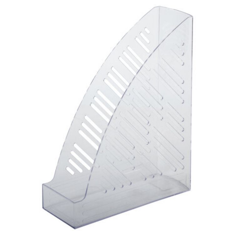 Изображение Лоток вертикальный для бумаг BRAUBERG "Standard+", 250х90х300 мм, прозрачный, 237227