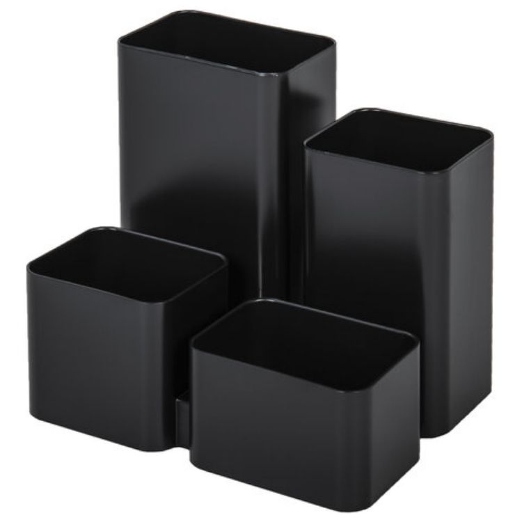 Изображение Подставка-органайзер BRAUBERG COMPACT, 4 отделения, 92х114х102 мм, черная, 238102
