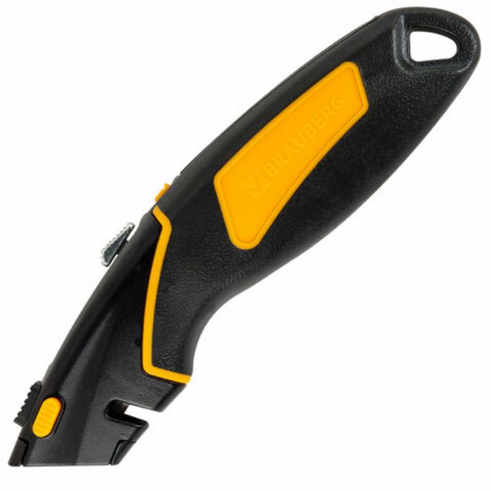 Изображение Нож универсальный мощный цинковый BRAUBERG METALLIC PRO, автофиксатор, резиновые вставки, 238738