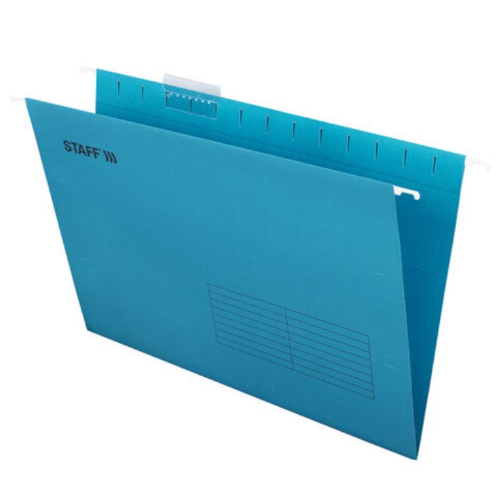 Изображение Подвесные папки А4/Foolscap (404х240 мм) до 80 л., КОМПЛЕКТ 10 шт., синие, картон, STAFF, 270933