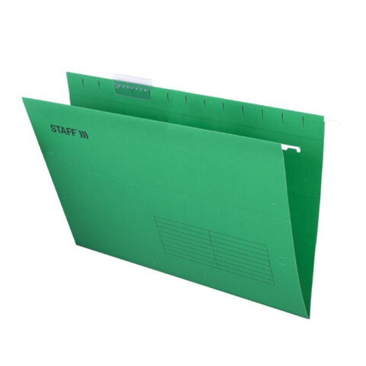 Изображение Подвесные папки A4/Foolscap (404х240 мм) до 80 л., КОМПЛЕКТ 10 шт., зеленые, картон, STAFF, 270934