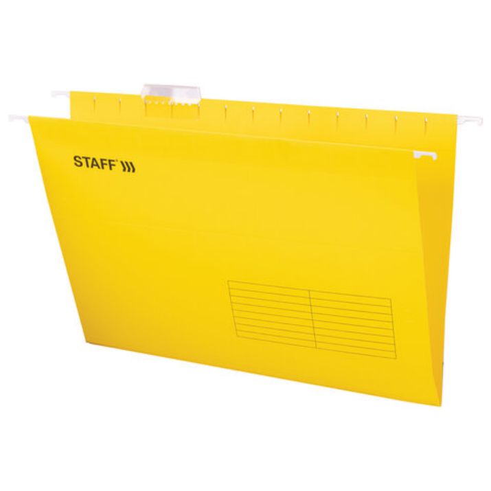 Изображение Подвесные папки A4/Foolscap (404х240 мм) до 80 л., КОМПЛЕКТ 10 шт., желтые, картон, STAFF, 270935
