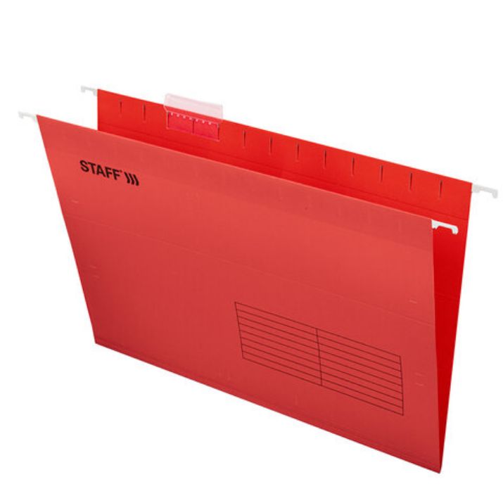 Изображение Подвесные папки A4/Foolscap (404х240 мм) до 80 л., КОМПЛЕКТ 10 шт., красные, картон, STAFF, 270936