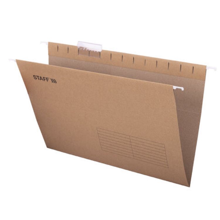 Изображение Подвесные папки A4/Foolscap (404х240 мм) до 80 л., КОМПЛЕКТ 10 шт., крафт-картон, STAFF, 270937