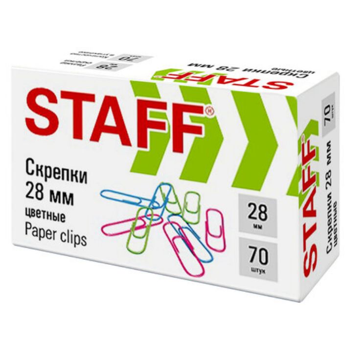 Изображение Скрепки STAFF 28 мм, цветные, 70 штук, 271708