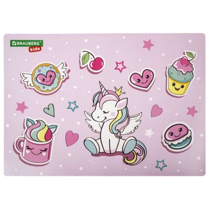 Изображение Настольное покрытие BRAUBERG KIDS, А3+, пластик, 46x33 см, "Unicorn dreams", 271730