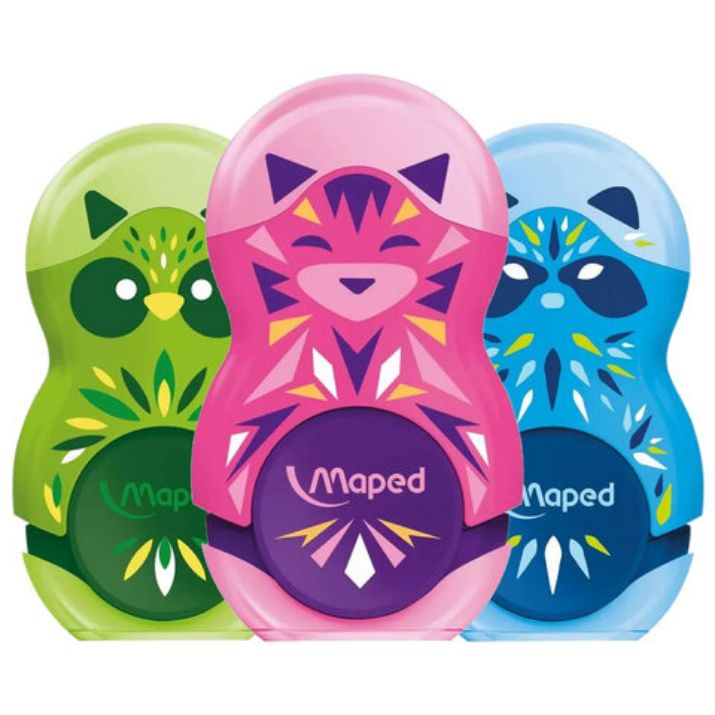 Изображение Точилка с ластиком MAPED "LOOPY Mini Cute", с контейнером, корпус ассорти, 049113
