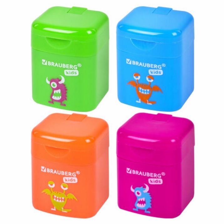 Изображение Точилка BRAUBERG KIDS "Монстрик", с контейнером, корпус ассорти, 271946