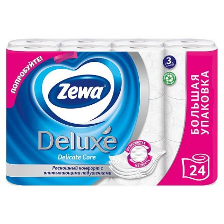 Изображение Бумага туалетная "Zewa Deluxe", 24 рулона, 3 слоя