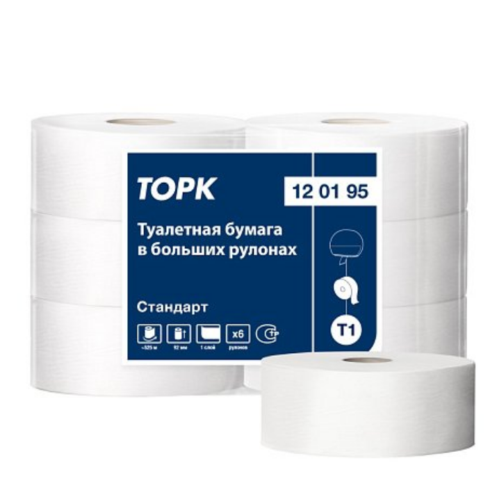 Изображение Бумага туалетная ТОРК Стандарт Т1 в больших рулонах, 525 м, 1 слой (120195)