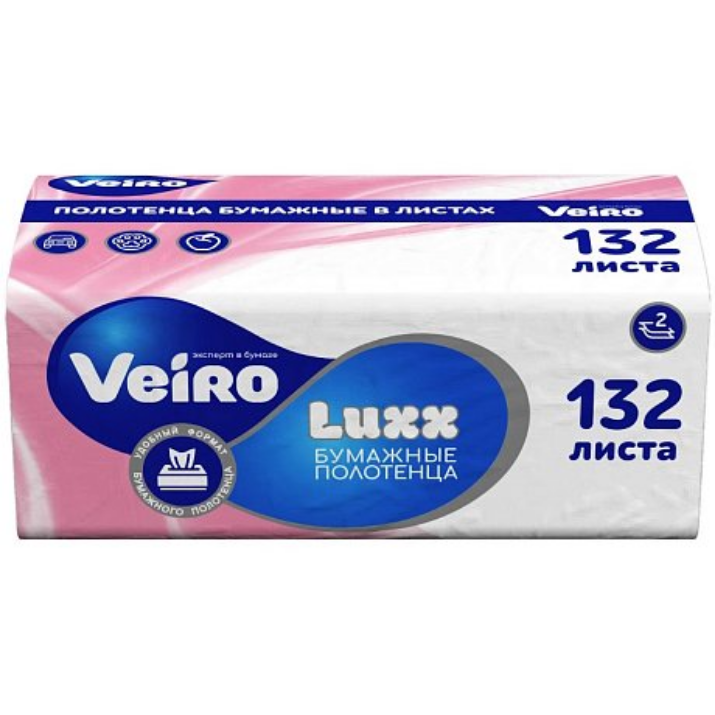 Изображение Полотенца бумажные Veiro Luxx, V - сложение, 132 листа, 2 слоя (KV32-132)