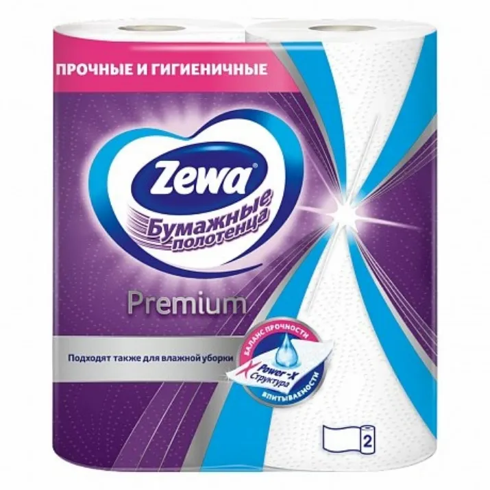 Изображение Полотенца бумажные Zewa Premium, 2 рулона, 2 слоя, белый