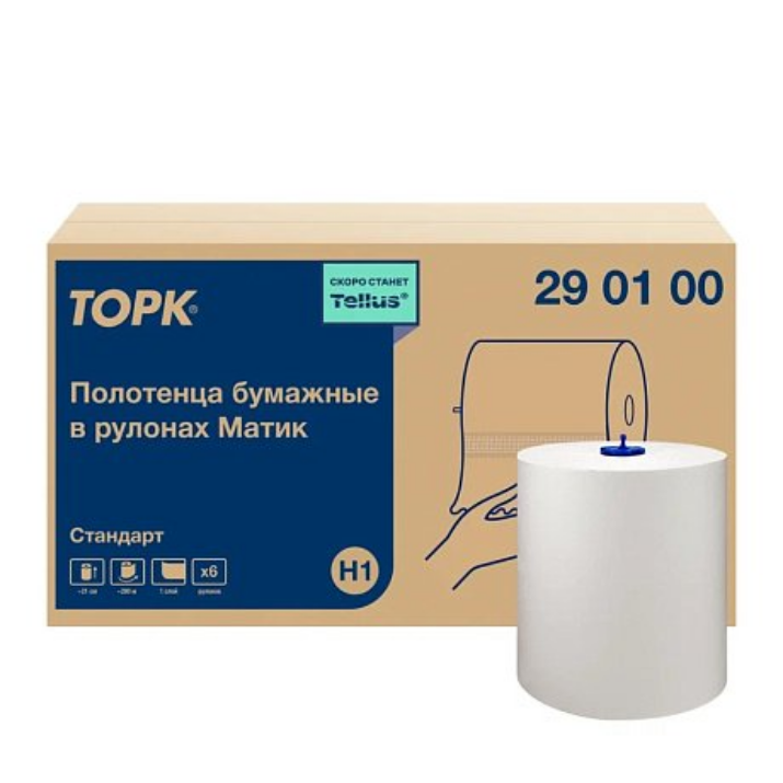 Изображение Полотенца бумажные ТОРК Матик Стандарт, в рулонах H1, 280 м, 1 слой (290100)
