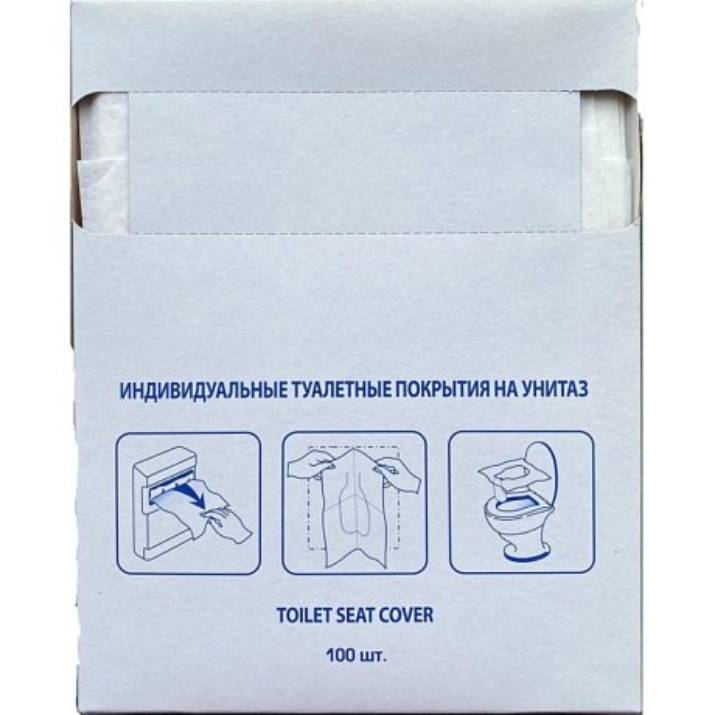 Изображение Покрытия бумажные индивидуальные на унитаз, 100 шт/упак