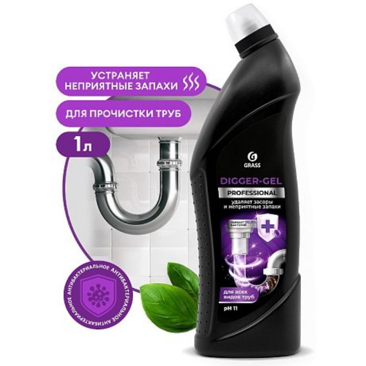 Изображение Средство для удаления засоров в трубах "DIGGER-Gel Professional", 1 л (125569)