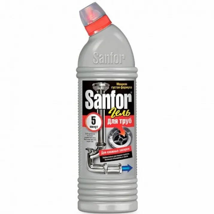 Изображение Средство для удаления засоров в трубах "Sanfor", 750 мл