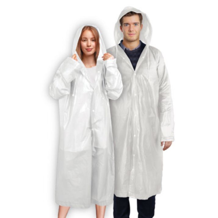 Изображение Дождевик-плащ белый на кнопках, EVA, многоразовый прочный, чехол в комплекте, универсальный размер, SHAMAANI (ШАМААНИ), 610935