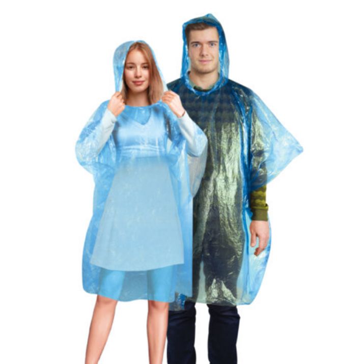 Изображение Дождевик-пончо синий полиэтиленовый, универсальный размер, SHAMAANI (ШАМААНИ), 610940