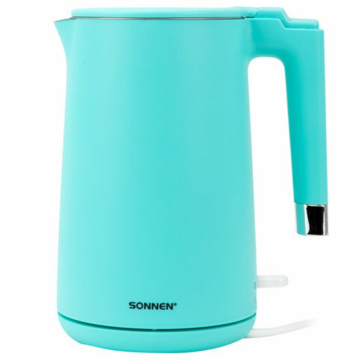 Изображение Чайник электрический с двойными стенками SONNEN KT-8719M, 1,5 л, 2200 Вт, мятный, 454694