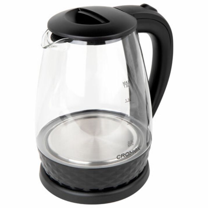 Изображение Чайник электрический CROMEX KT-308, 1,8 л, 1500 Вт, стекло, черный, 455150