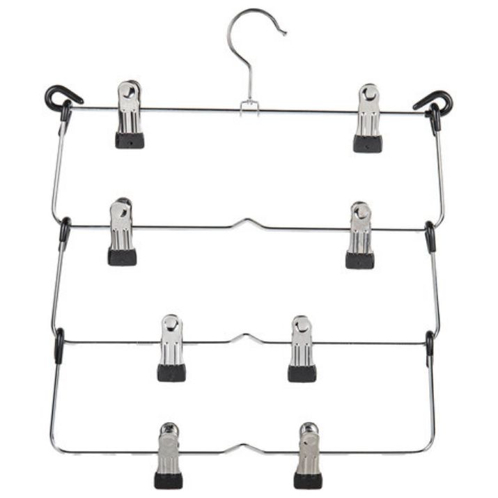 Изображение Вешалка-плечики качели, 4 секции, металлическая, с клипсами для юбок и брюк, BRABIX, 607472