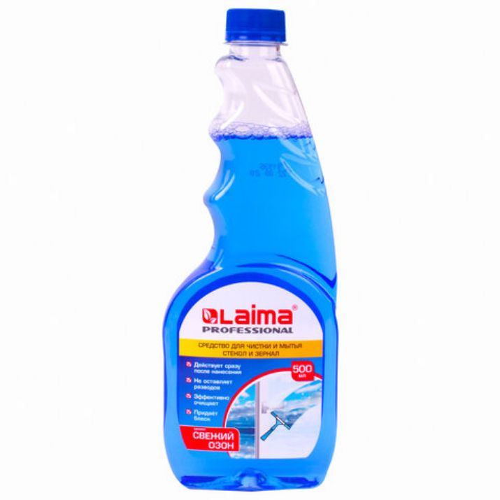 Изображение Средство для мытья стекол и зеркал 500 мл LAIMA PROFESSIONAL, свежий озон, сменный блок, 606739