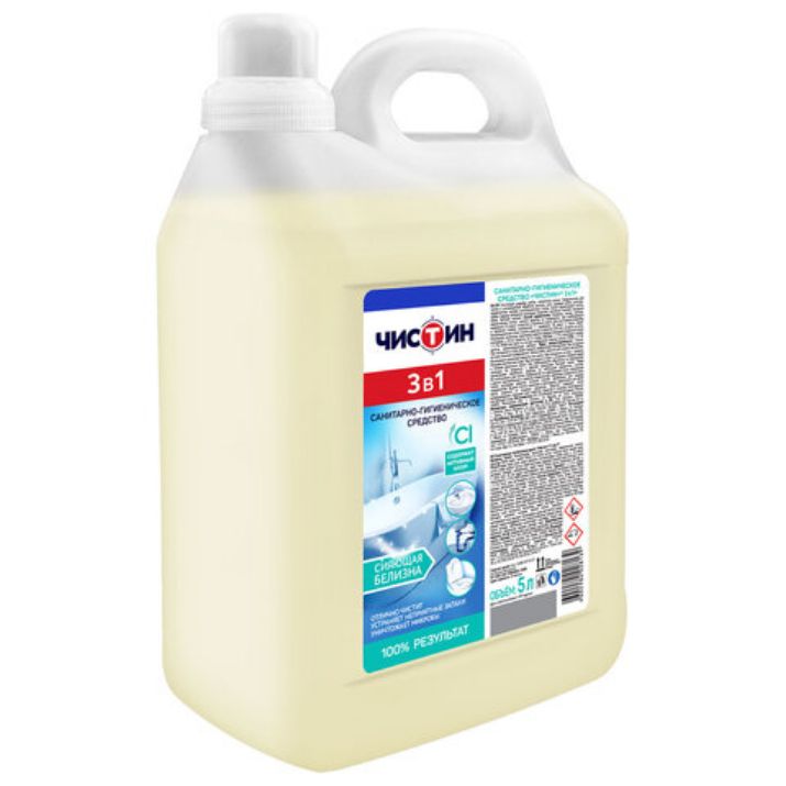 Изображение Средство для уборки туалета, 5 л, ЧИСТИН, 3 в 1, содержит активный хлор, 24957