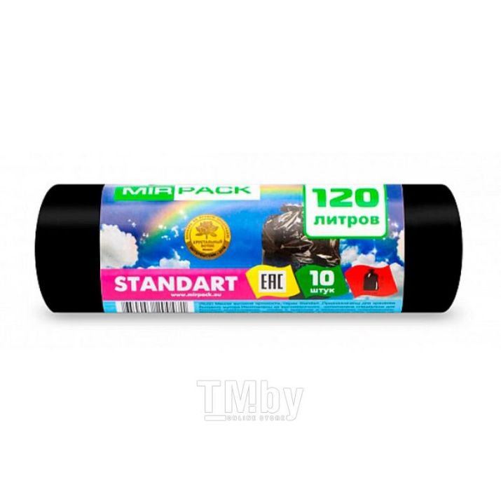 Изображение Мешки для мусора ПСД "STANDART" 120 л. 70х110 см, 18 мкм, 10 штук в рулоне, черные