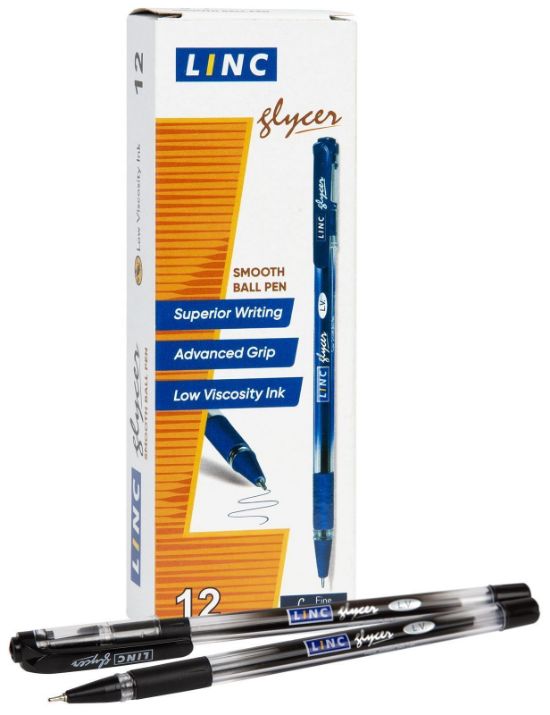 Изображение Ручка шариковая Linc Glycer черная 0,7 мм, прозрачный круглый корпус, грип, игольчатый наконечник