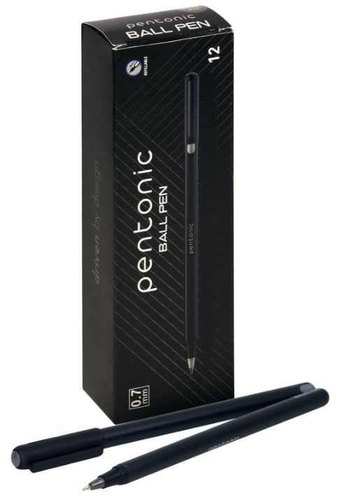 Изображение Ручка шариковая Linc PENTONIC черная 0,7 мм, черный круглый корпус, игольчатый наконечник