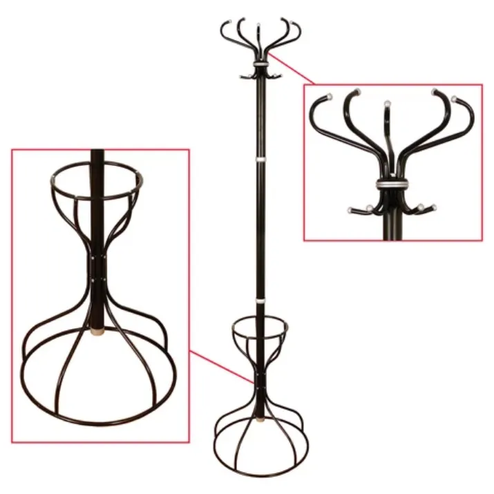 Изображение Вешалка-стойка Ажур-3Ф, 1,9 м, основание 46 см, 5 крючков+место для зонтов, металл, черная